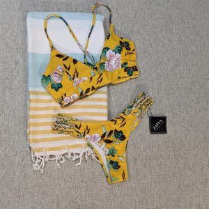 ZAFUL: Yellow Floral Bikini Set (S)